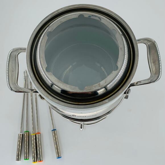 Tupperware Chef Series Fondue Pot Rare Gel Fuel Food Warmer Skewers Chocolate - Picture 3 of 10